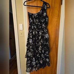 Brigette Floral One-Shoulder Tiered Midi Dress